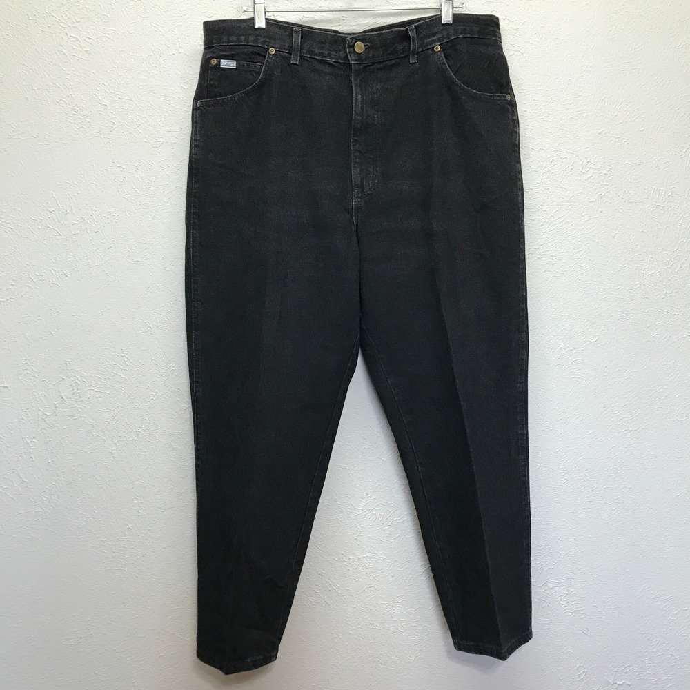 Vintage Chic Jeans Womens Petite 24 WP Black Denim Tapered Cotton USA 39x28‎